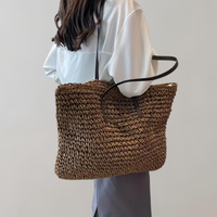 Tara - große gewebte Tragetasche | Tasche im Bohemian-Beachy-Stil in Kaffee