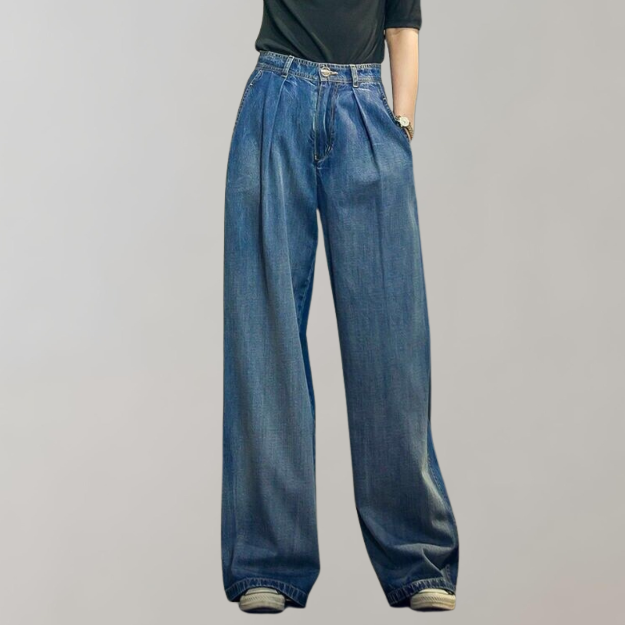 Maxwell - Trendy Jeans mit weitem Bein | Vintage Retro Look Weites Bein Hoch
