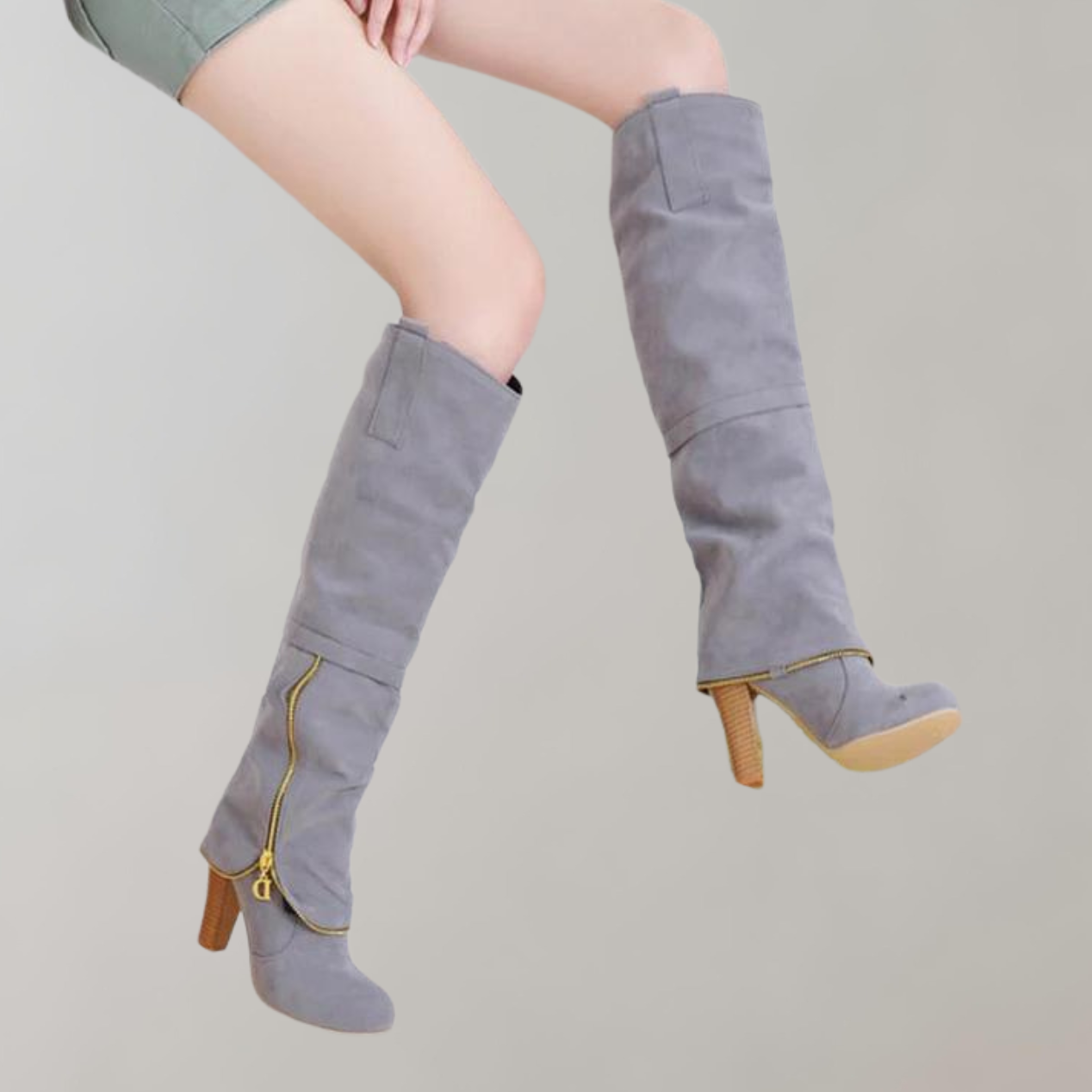 Overknee-Stiefel Damen mit Absatz und Reißverschluss – Hohe Stiefel in Rot und Schwarz