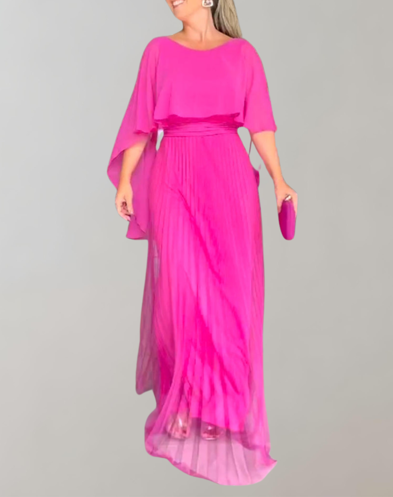 Sophia - Kräftiges rosa Maxikleid | Abendkleid aus Chiffon für Damen | fließendes elegantes Kleid