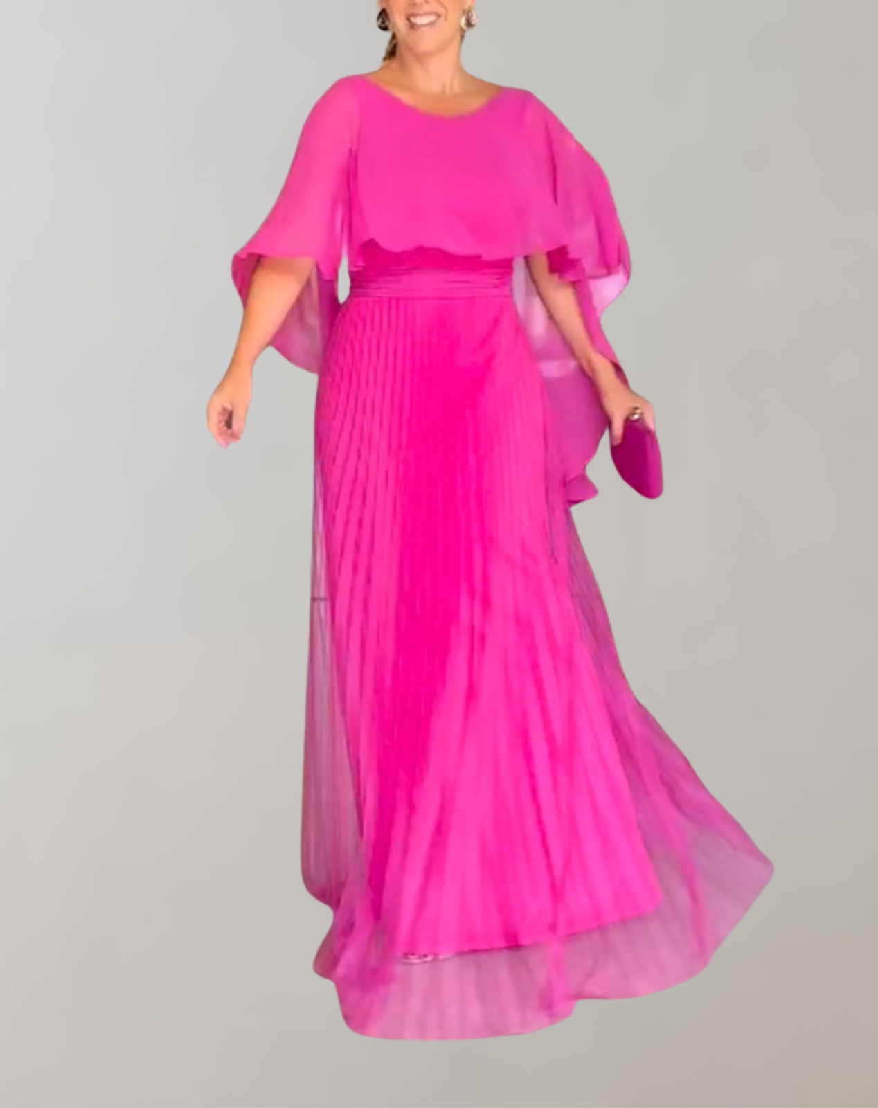 Sophia - Kräftiges rosa Maxikleid | Abendkleid aus Chiffon für Damen | fließendes elegantes Kleid