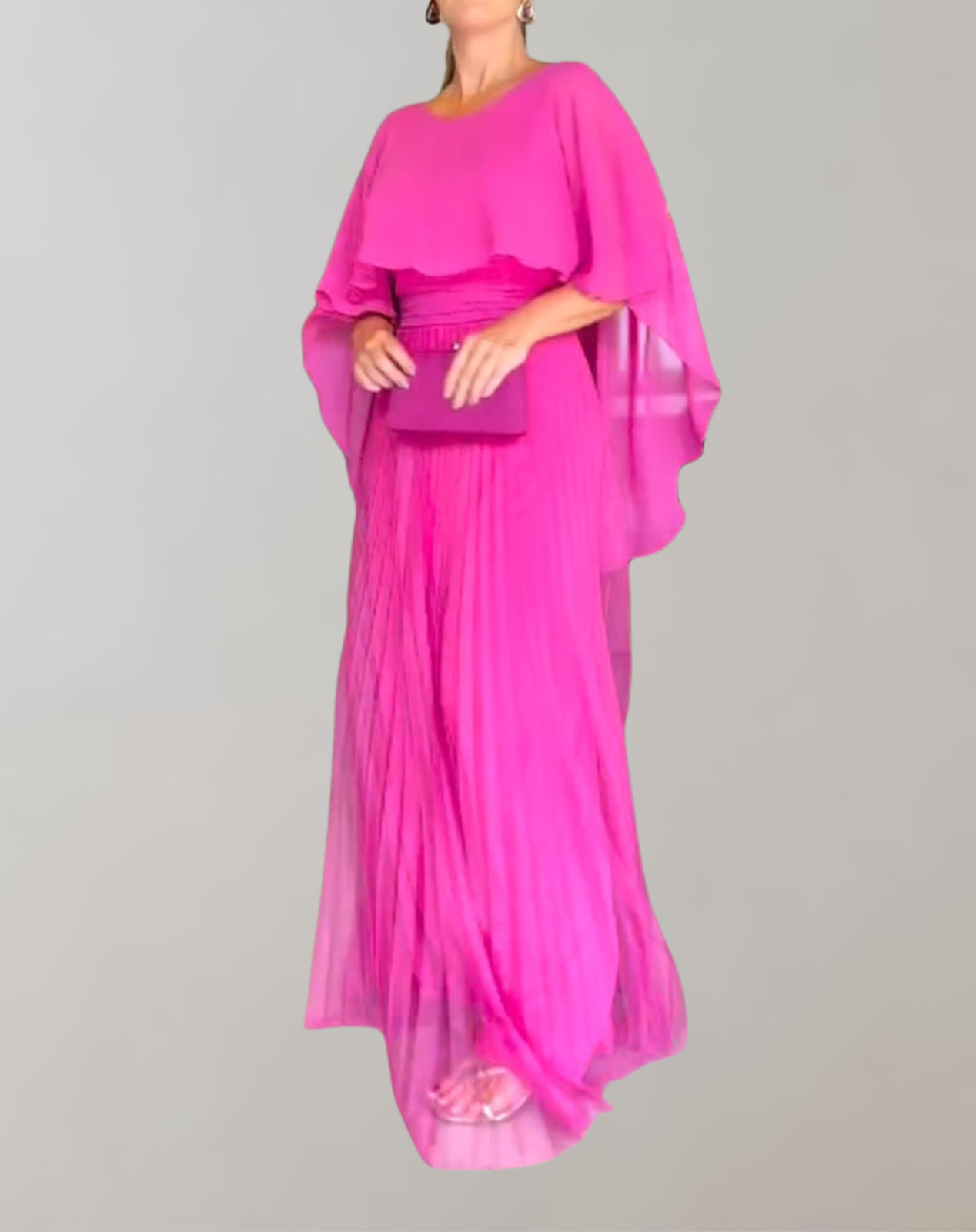 Sophia - Kräftiges rosa Maxikleid | Abendkleid aus Chiffon für Damen | fließendes elegantes Kleid