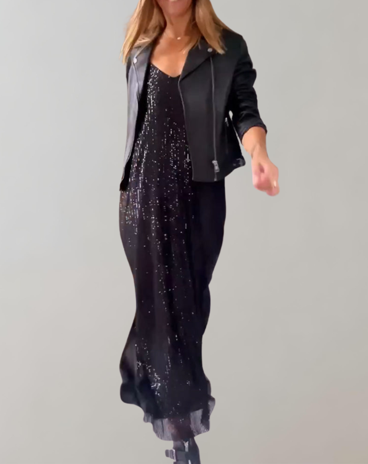 Delilah - Abendkleid mit glitzernden Verzierungen | Dünnes Cocktailkleid mit Spaghettiträgern