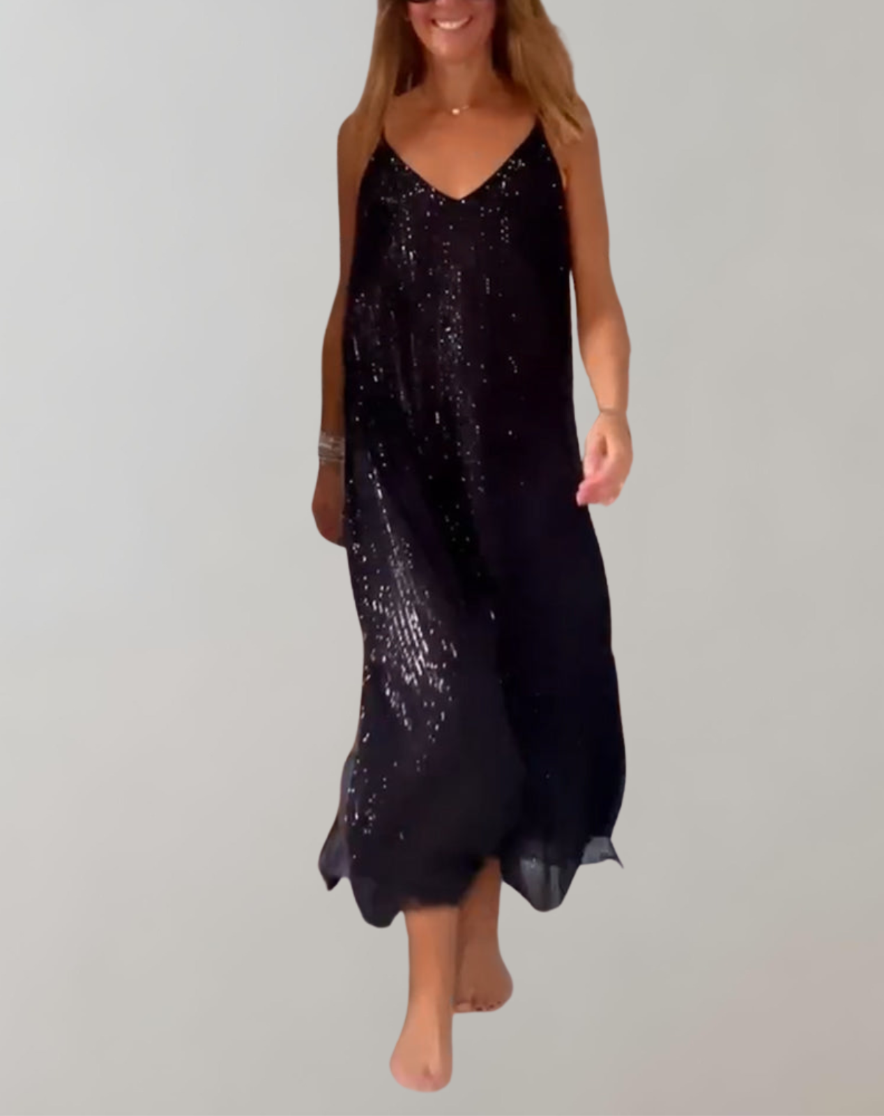 Delilah - Abendkleid mit glitzernden Verzierungen | Dünnes Cocktailkleid mit Spaghettiträgern