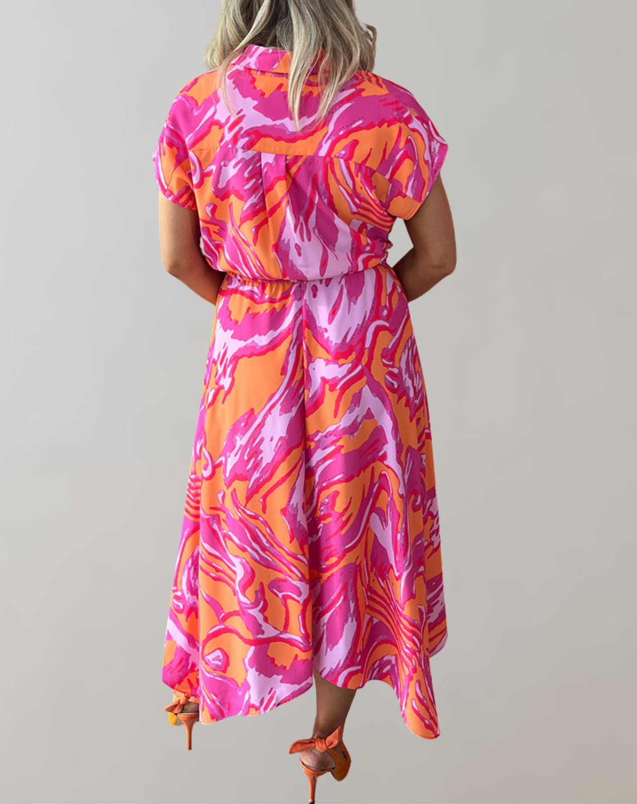 Bianca - Hemdblusenkleid mit buntem Print | Elastischer Bund für einen taillierten Look