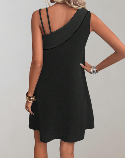 Aurora - Asymmetrisches Kleid mit One-Shoulder-Design für Damen | Midikleid mit einseitigem Doppelriemen