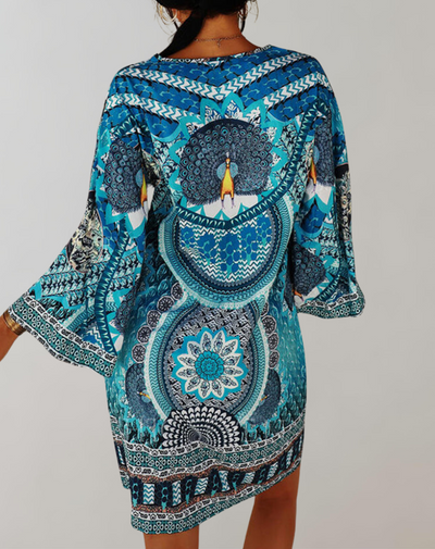 Grid - böhmisches Tunika-Kleid für Damen | Mix aus Drucken und Mustern Casual Dress