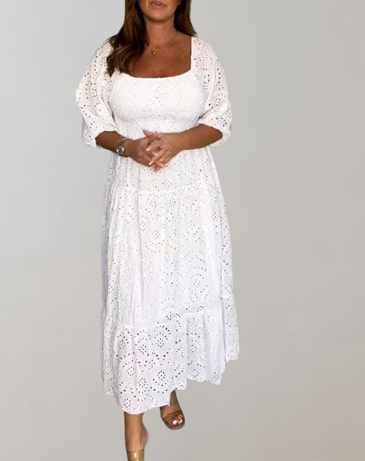 Tya - Midikleid mit Ösen für Damen | leichtes und atmungsaktives Sommerkleid