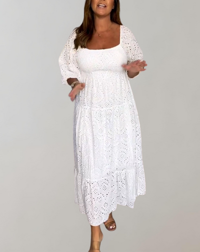 Tya - Midikleid mit Ösen für Damen | leichtes und atmungsaktives Sommerkleid