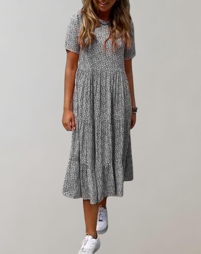 Korry - Lässiges, kurzärmliges Midikleid mit Blumenmuster | fließendes Kleid für Damen