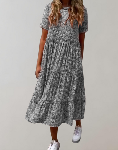 Korry - Lässiges, kurzärmliges Midikleid mit Blumenmuster | fließendes Kleid für Damen