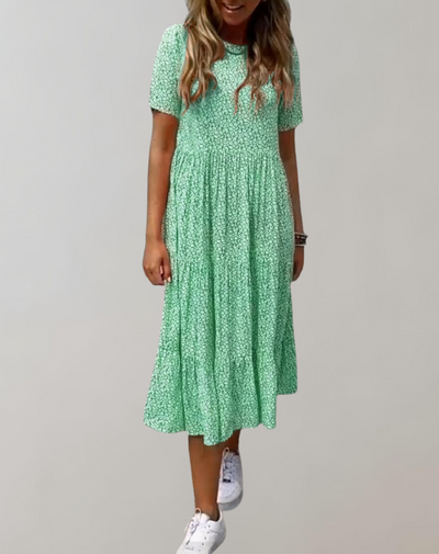 Korry - Lässiges, kurzärmliges Midikleid mit Blumenmuster | fließendes Kleid für Damen