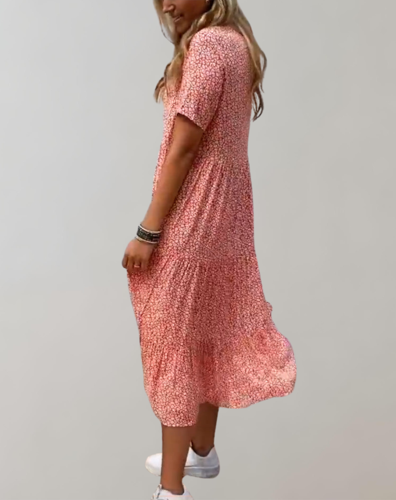 Korry - Lässiges, kurzärmliges Midikleid mit Blumenmuster | fließendes Kleid für Damen