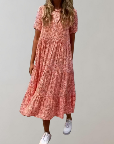 Korry - Lässiges, kurzärmliges Midikleid mit Blumenmuster | fließendes Kleid für Damen