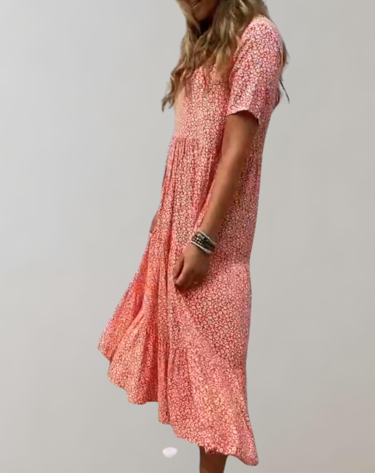 Korry - Lässiges, kurzärmliges Midikleid mit Blumenmuster | fließendes Kleid für Damen