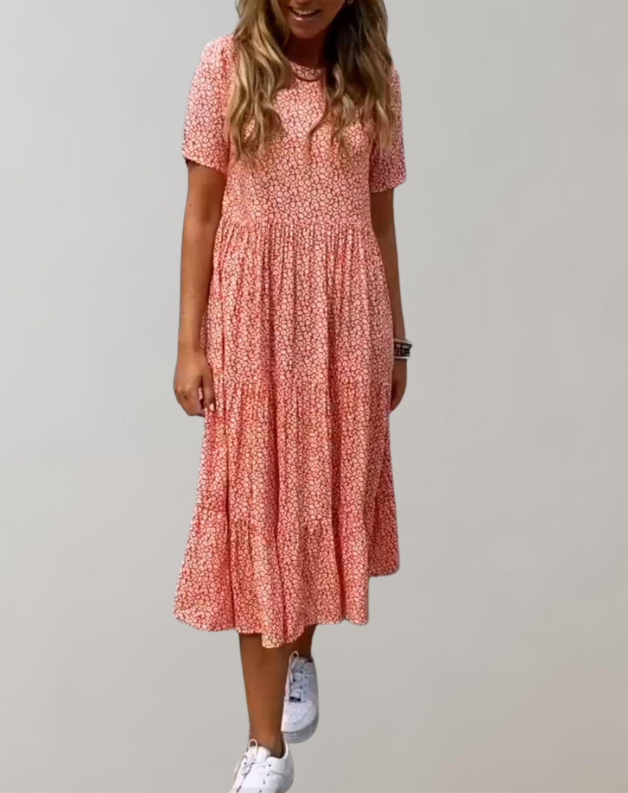 Korry - Lässiges, kurzärmliges Midikleid mit Blumenmuster | fließendes Kleid für Damen