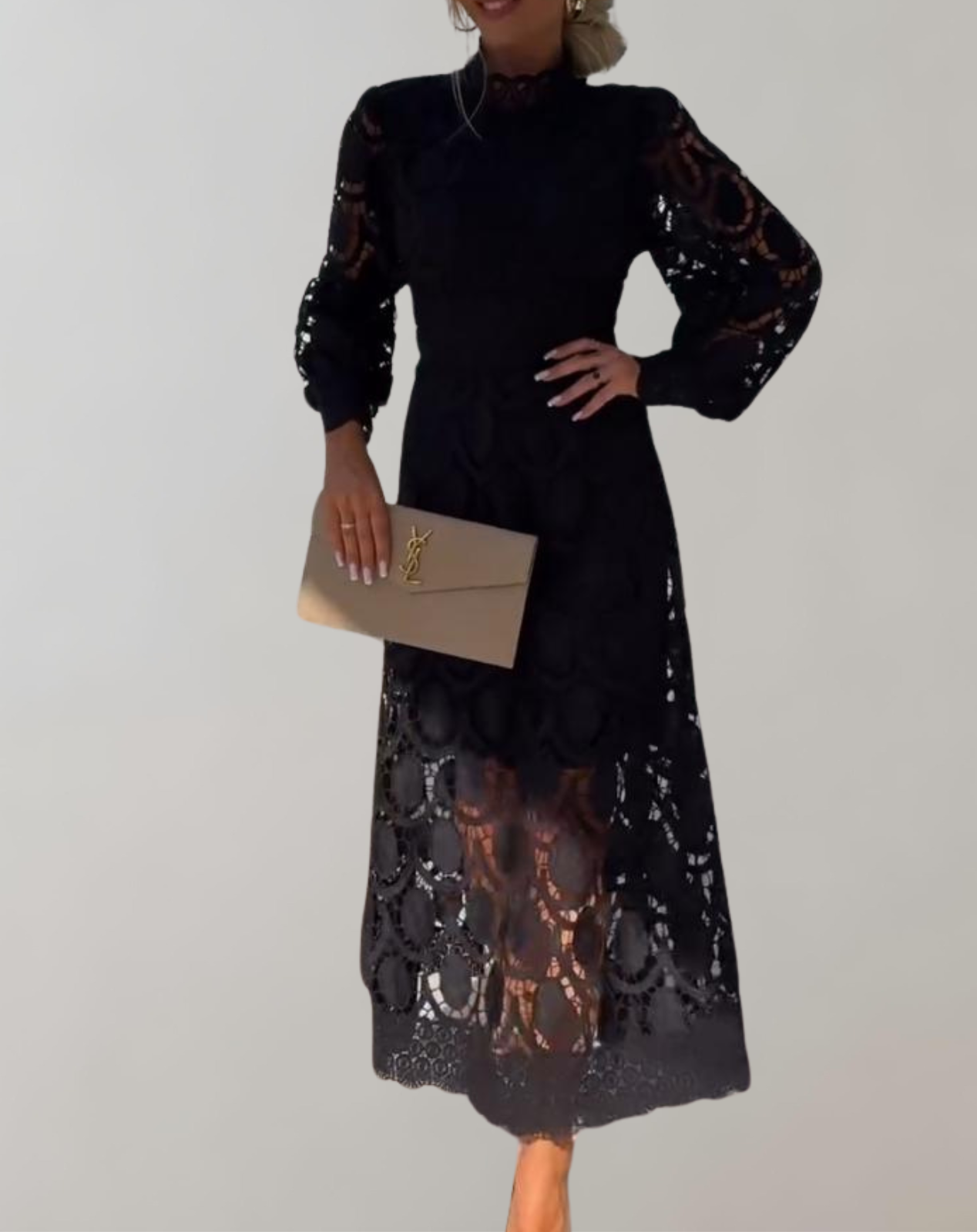 Kimberley -Anspruchsvolles Midikleid aus weißer Spitze | Spitzenkleid im Vintage-Stil