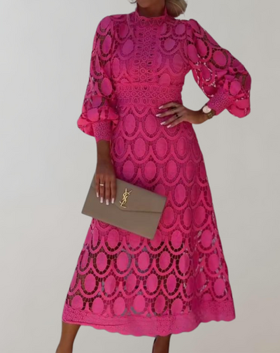 Kimberley -Anspruchsvolles Midikleid aus weißer Spitze | Spitzenkleid im Vintage-Stil