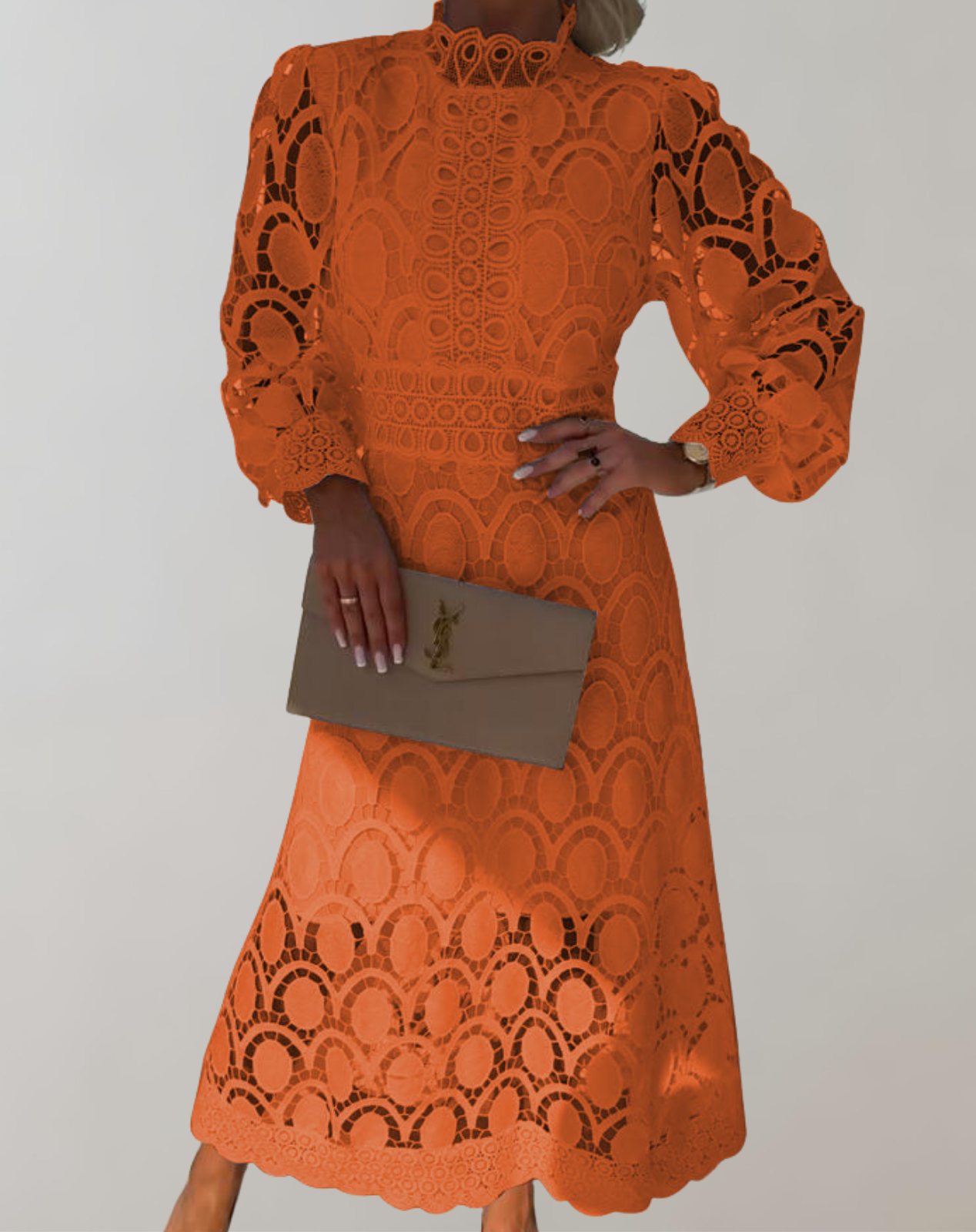 Kimberley -Anspruchsvolles Midikleid aus weißer Spitze | Spitzenkleid im Vintage-Stil