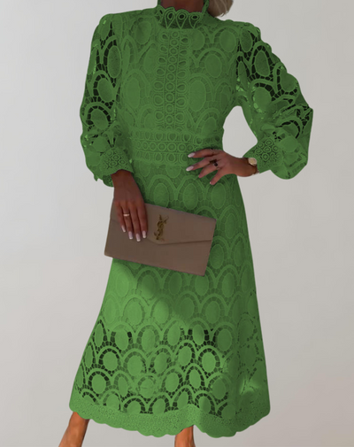 Kimberley -Anspruchsvolles Midikleid aus weißer Spitze | Spitzenkleid im Vintage-Stil