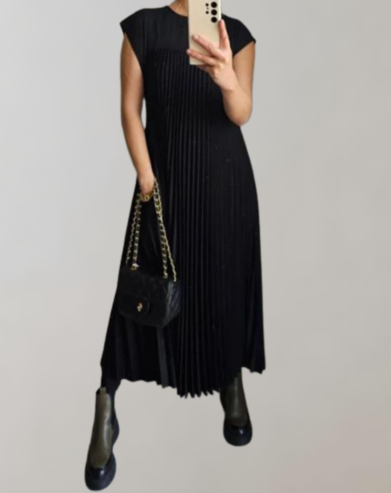 Coralyn - Schickes langes Kleid | ärmelloses Plisseekleid für Damen