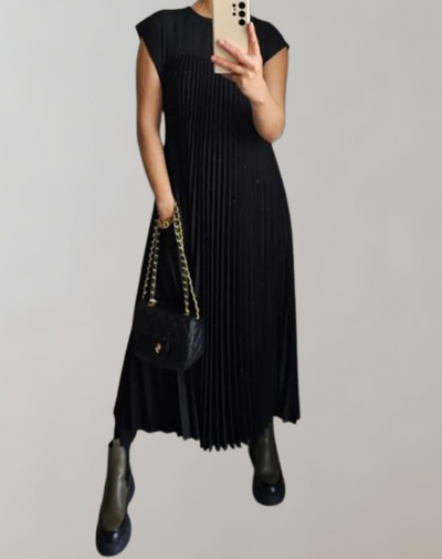 Coralyn - Schickes langes Kleid | ärmelloses Plisseekleid für Damen