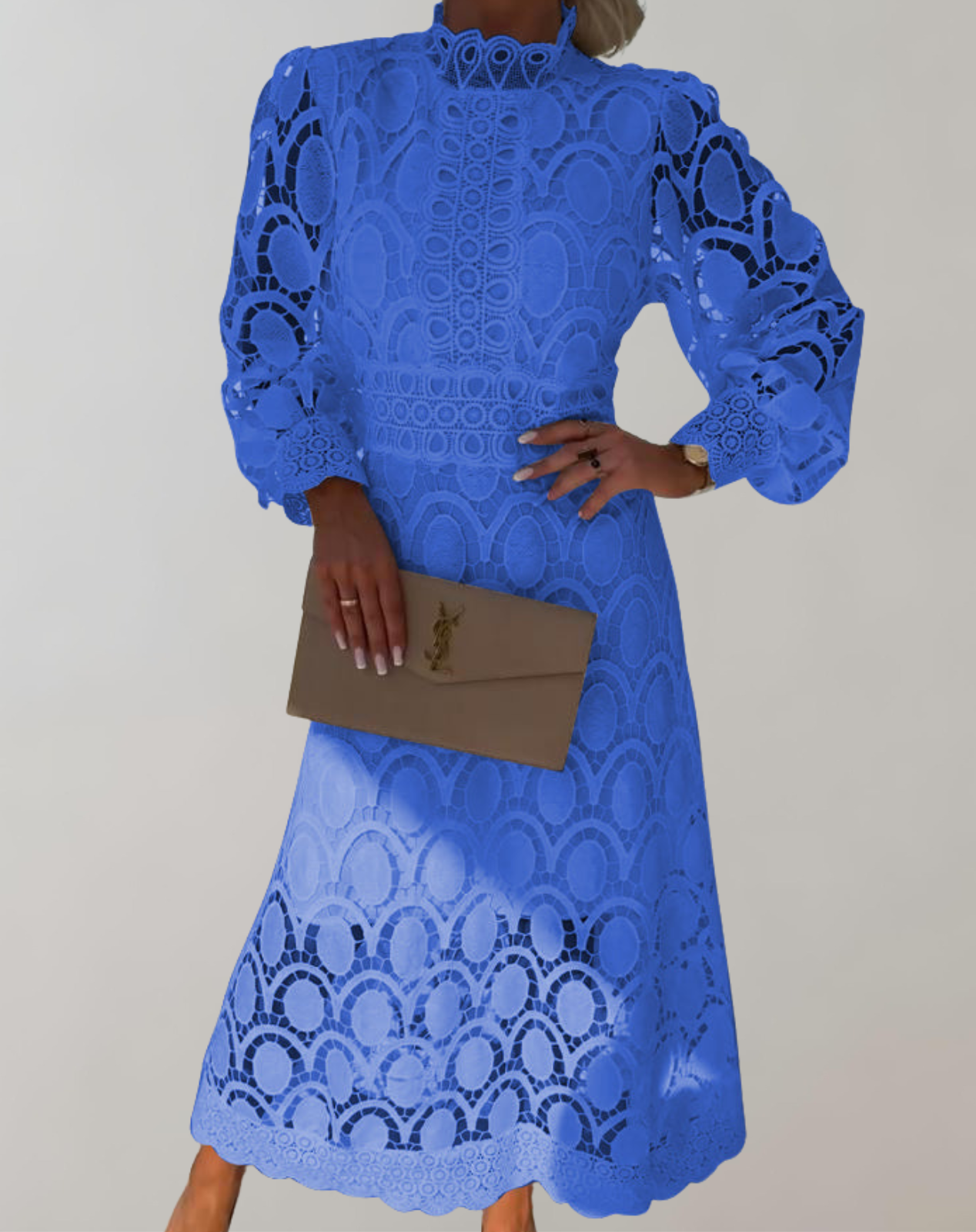 Kimberley -Anspruchsvolles Midikleid aus weißer Spitze | Spitzenkleid im Vintage-Stil