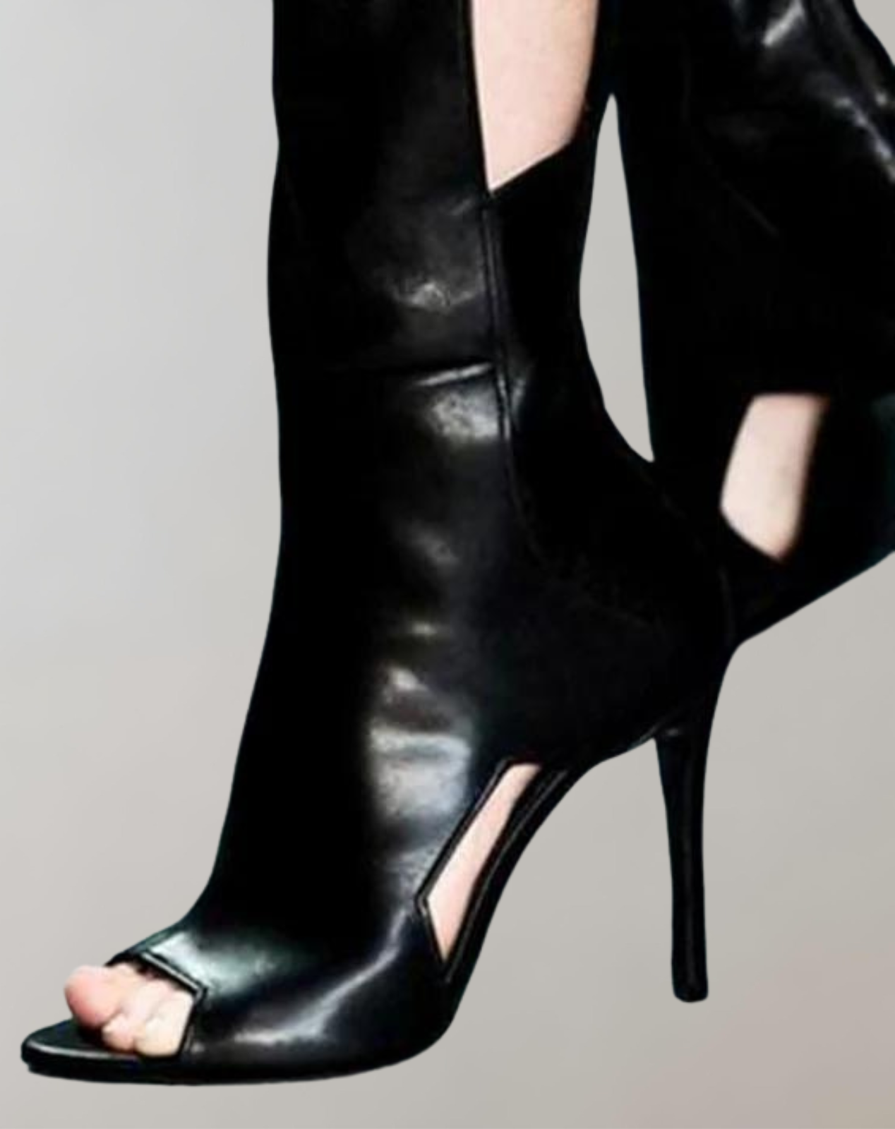 Elegante Damen Peep-Toe Lederschuhe mit Absatz – Trendige Plateau-Stiefel für den Herbst