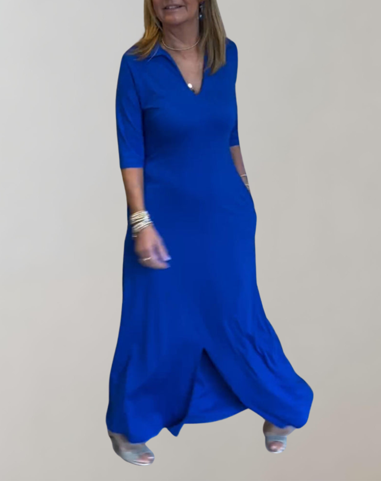 Caroline - Blaues Hemdblusenkleid für Damen | Zeitlos Abendkleid Damen