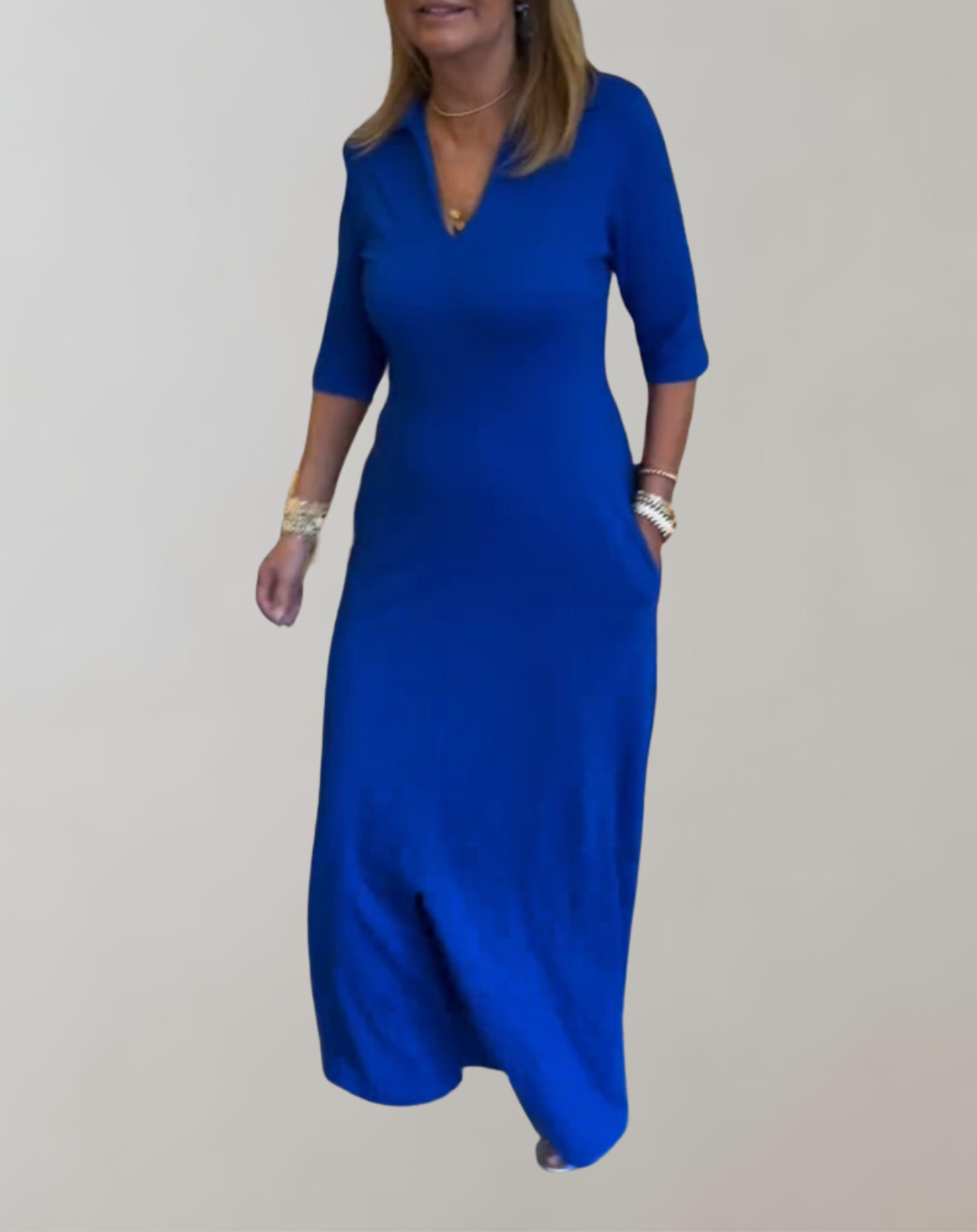 Caroline - Blaues Hemdblusenkleid für Damen | Zeitlos Abendkleid Damen