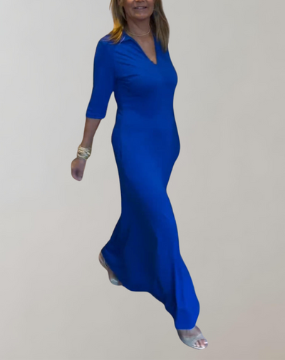 Caroline - Blaues Hemdblusenkleid für Damen | Zeitlos Abendkleid Damen