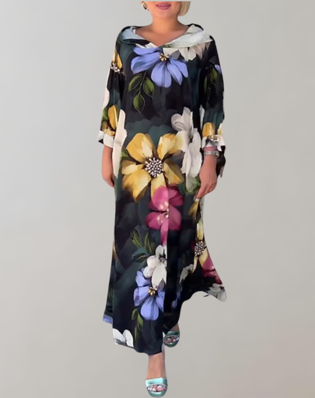 Charlotte - Bedrucktes Maxikleid mit Blumenmuster | Buntes Kleid für Damen