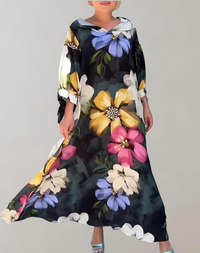 Charlotte - Bedrucktes Maxikleid mit Blumenmuster | Buntes Kleid für Damen