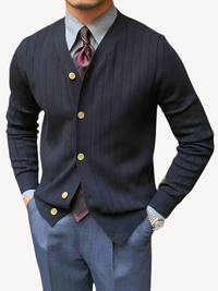 Andrew | Herren-Cardigan mit V-Ausschnitt in Schwarz