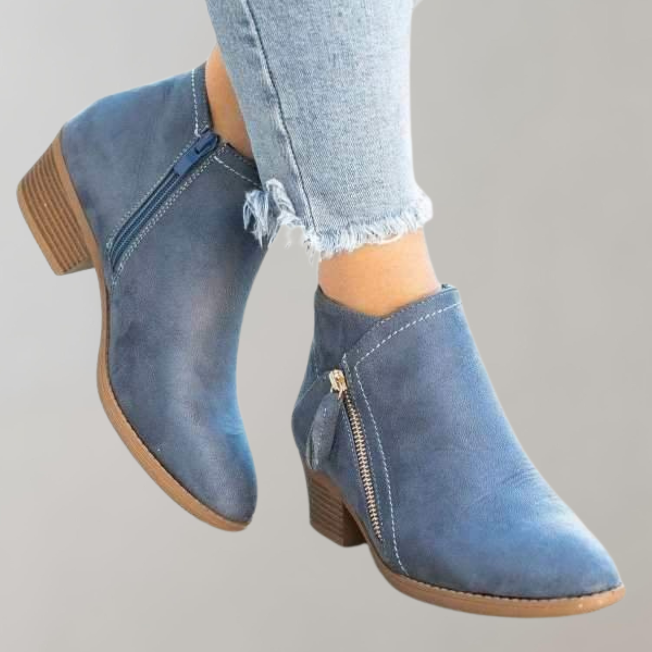 Bequeme Damen Wildleder-Stiefeletten mit Reißverschluss – Flache Herbst-/Winterstiefel in mehreren Farben