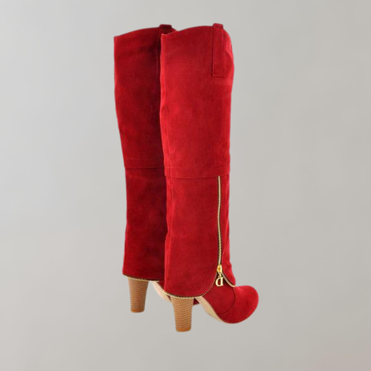 Overknee-Stiefel Damen mit Absatz und Reißverschluss – Hohe Stiefel in Rot und Schwarz