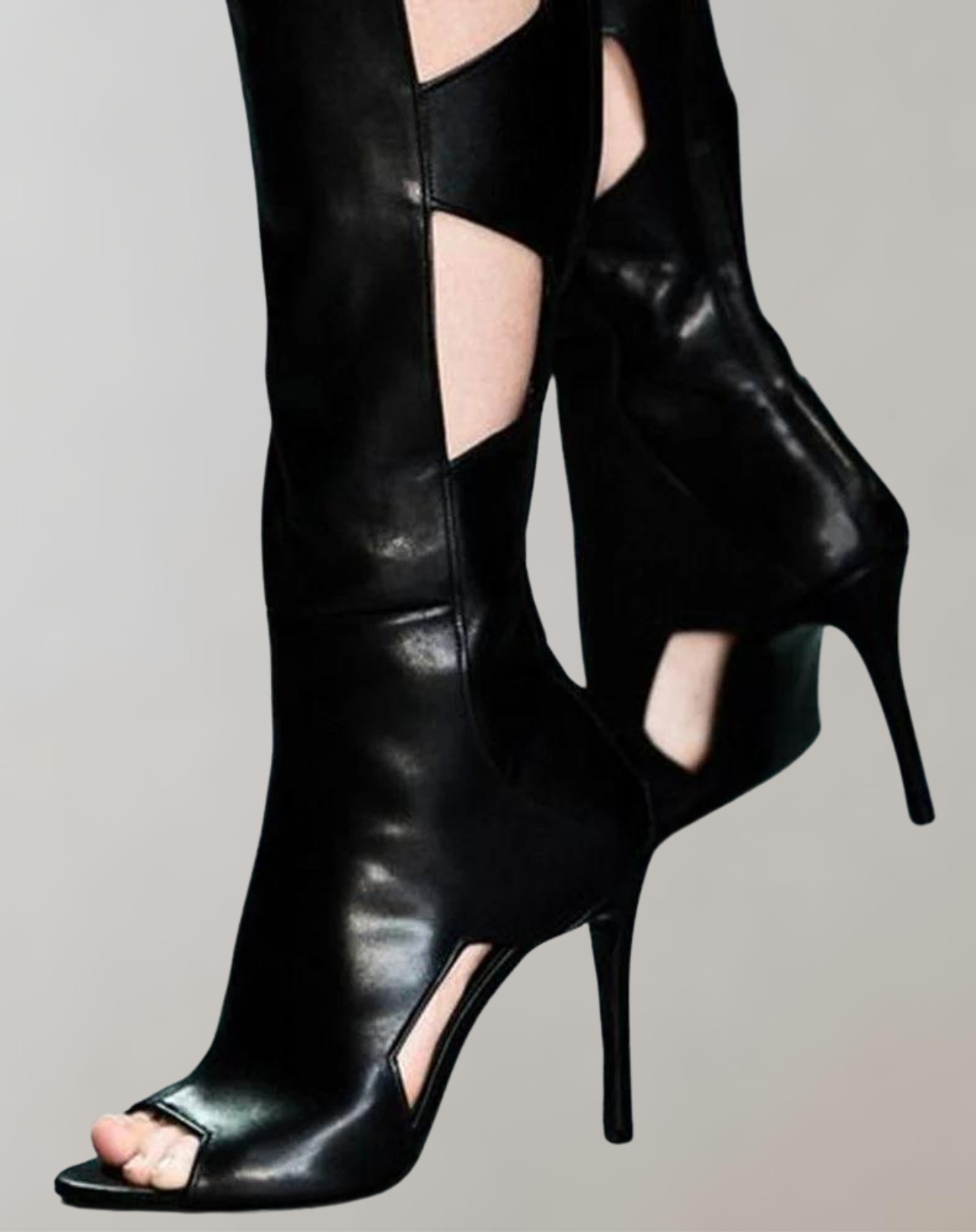 Elegante Damen Peep-Toe Lederschuhe mit Absatz – Trendige Plateau-Stiefel für den Herbst