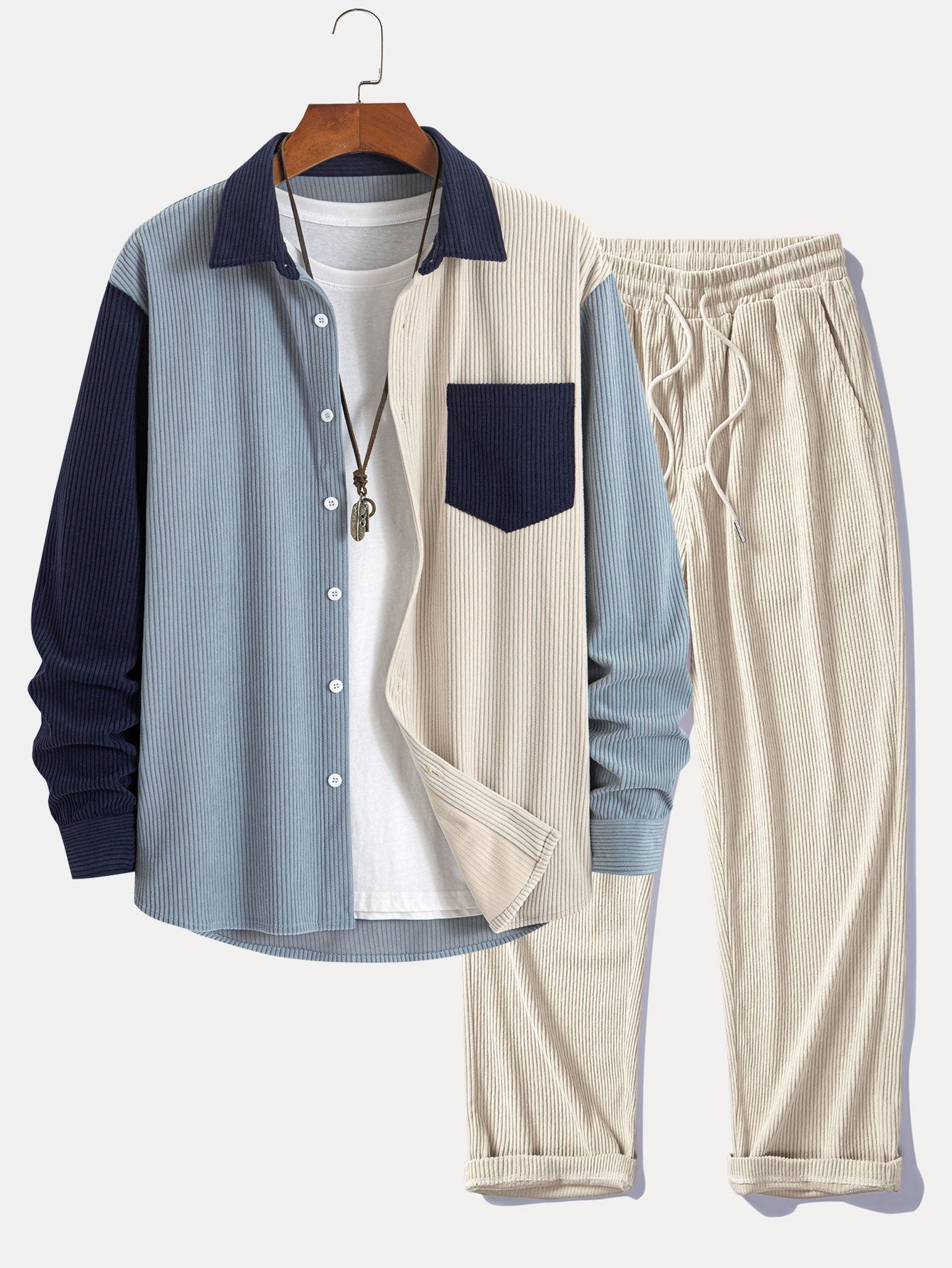 Dariel – Set Aus Patchwork Hemd Und Hose Aus Cord