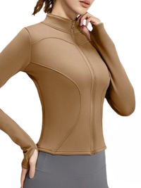 Lexaria | Warmes Fleece Laufjacke Damen Winter Slim Fit in Beige