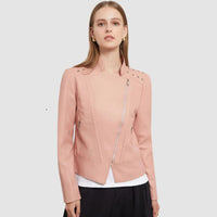 Stylische Slim Lederjacke - Doutzen in Rosa