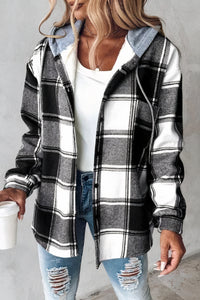 Flanelljacke mit karierter Kapuze - Drika in Schwarz