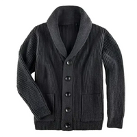 Gerippte Strickjacke mit Kragen in Grau