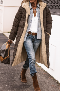 Damen-Daunenjacke mit Kapuze und Reißverschluss – warm, stilvoll für den Alltag und auf Reisen in Braun