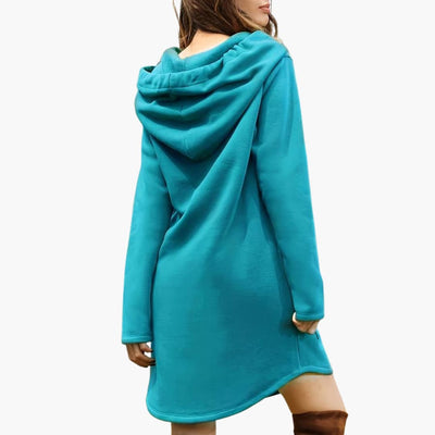 Damen Kapuzen kleid mit Kängurutasche und Kordelzugkapuze