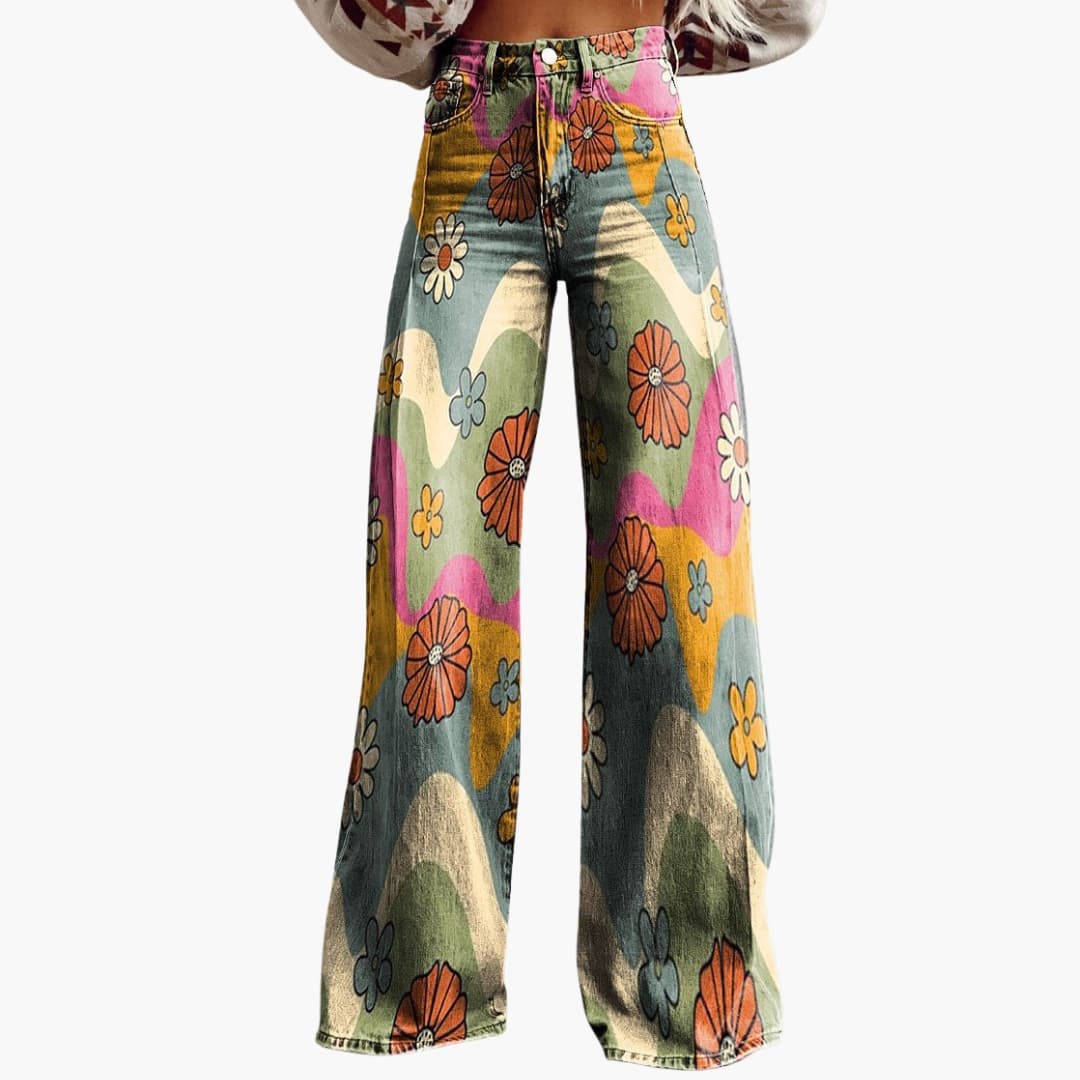 Damen Bedruckte Hose mit weitem Bein