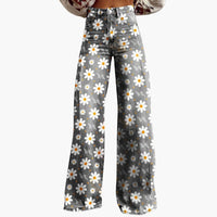 Damen Bedruckte Hose mit weitem Bein in Weiß Blume