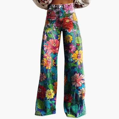 Damen Bedruckte Hose mit weitem Bein