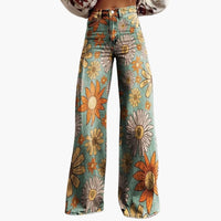 Damen Bedruckte Hose mit weitem Bein in Blüte