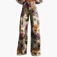 Damen Bedruckte Hose mit weitem Bein in Blumen