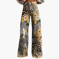 Damen Bedruckte Hose mit weitem Bein in Leoparden